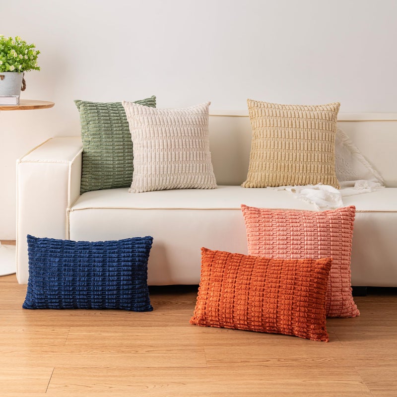 Aegero Pack of 2 Corduroy Decorative Throw Pillow Covers 24x24 InchSoft Striped Pillow Covers Modern Farmhouse Home Decor for Sofa Living Room Couch Bedï¼ˆSage Greenï¼‰ - Image 4