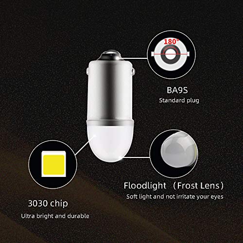 GLL BA9S Bayonet BA9 53 57 1895 64111 T4W LED Light for Car License Plate Light Dashboard Bulb 3030 chip White DC12V 1W Pack-10 - Image 3