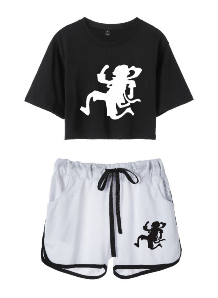 KUYING New One Piece Hip Hop Short Sleeve Five Cent Shorts Set  - Image 1