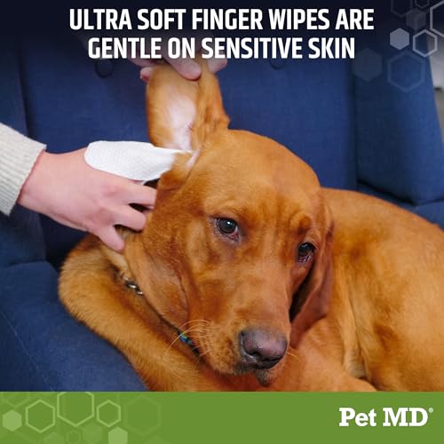 Pet MD Dog Ear Cleaning Finger Wipes with Aloe Vera & Eucalyptus Oil – Veterinarian Formulated Pet Ear Wipes for Dog Ear Care – Made in USA – 50 Count - Image 4