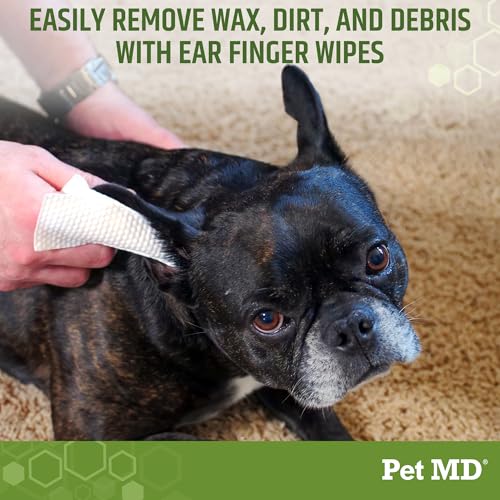 Pet MD Dog Ear Cleaning Finger Wipes with Aloe Vera & Eucalyptus Oil – Veterinarian Formulated Pet Ear Wipes for Dog Ear Care – Made in USA – 50 Count - Image 2