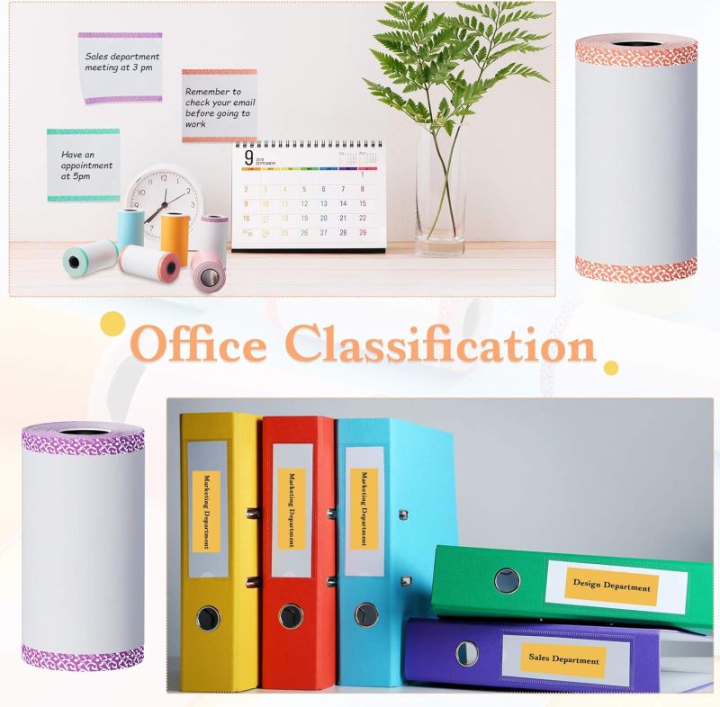 Colorful Thermal Paper: 9 Rolls 57 X 30 Mm Lace & Sticker Thermal Paper - Multi-Functional DIY Thermal Recording Paper for PeriPage P1 Mini Printer A6 Series Printers Daily Work Study Travel - Image 4