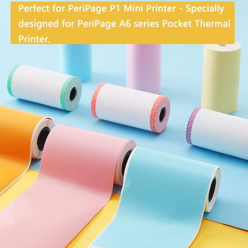 Colorful Thermal Paper: 9 Rolls 57 X 30 Mm Lace & Sticker Thermal Paper - Multi-Functional DIY Thermal Recording Paper for PeriPage P1 Mini Printer A6 Series Printers Daily Work Study Travel - Image 5