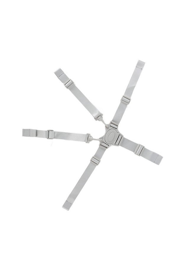 شيكيريس حزام أمان للأطفال بخمس نقاط، حزام كرسي مرتفع قوي وسهل الاستخدام وخفيف الوزن لعربة الأطفال (حزام رمادي بزر بخمس نقاط) - Image 4