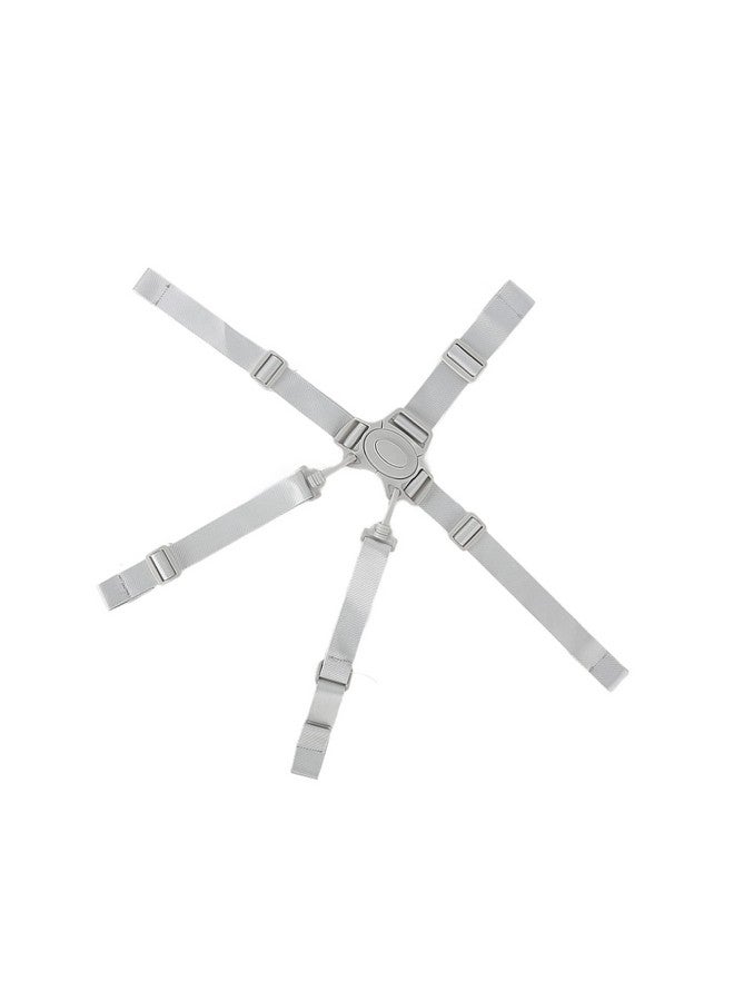 شيكيريس حزام أمان للأطفال بخمس نقاط، حزام كرسي مرتفع قوي وسهل الاستخدام وخفيف الوزن لعربة الأطفال (حزام رمادي بزر بخمس نقاط) - Image 2