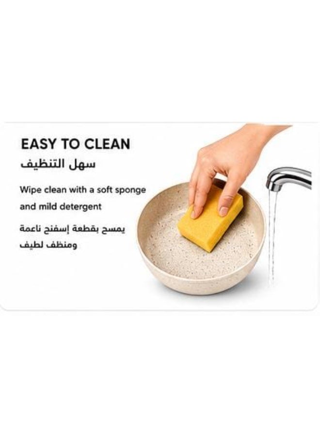 طقم أواني طهي جرانيت 12 قطعة | قدور ومقالي غير لاصقة مع أغطية زجاجية ومقلاة 24 سم و5 أدوات مطبخ | مناسب لجميع أنواع المواقد | بيج - Image 5