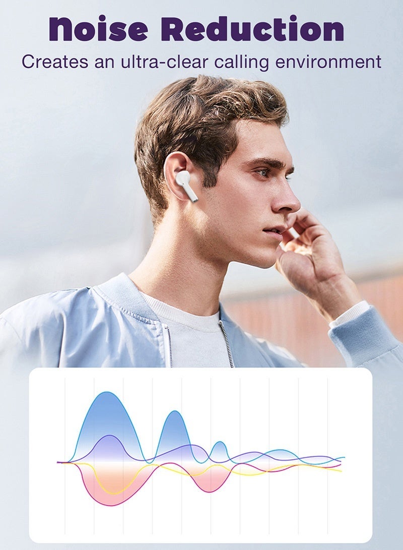 Wireless Earbuds Bluetooth 5.3 Headphones, 13mm Deep Bass Hi-Fi Stereo Sound, Noise Cancelling Mic, Long Playtime, Touch Control, TWS In-Ear Earphones for iPhone, Samsung, Android, Sports & Gaming - Image 5