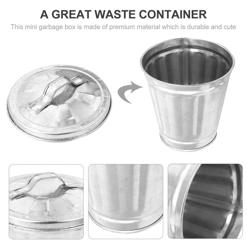 Desktop Waste Storage Pots with Lid Set of 4 White and Natural Colors for Home Decor - Image 4
