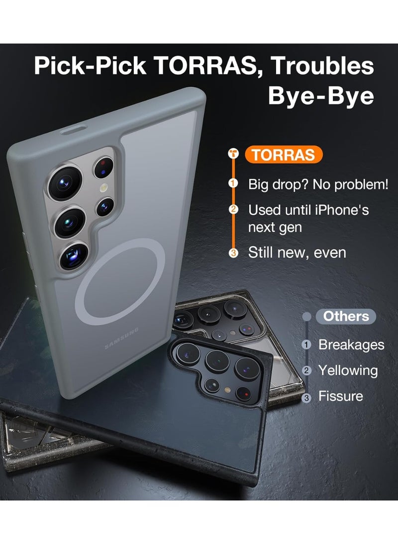 Magnetic Shockproof for Samsung Galaxy S24 Ultra Case, [18N Strong Magnetic] [12 FT Mil-Grade Protection] [Compatible with MagSafe] Protective Translucent Matte Slim Case, Guardian Grey - Image 4