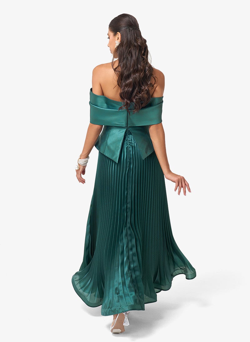 Threadz by Ajooni Off Shoulder Plisse Maxi Dress - Image 2