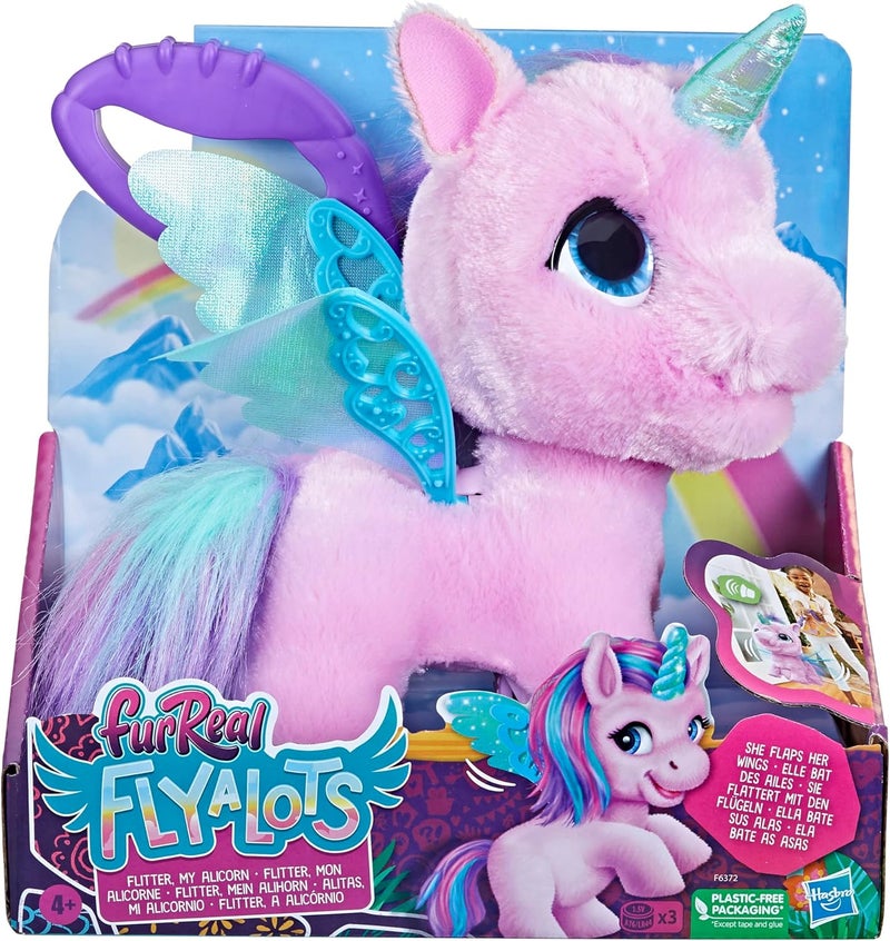 فور ريل لعبة furReal Flyalots Flitter My Alicorn القطيفة التفاعلية للحيوانات الأليفة، لعبة يونيكورن، لعبة حيوان أليف إلكتروني للأطفال من سن 4 سنوات فما فوق، هدايا للفتيات بعمر 4 سنوات - Image 1