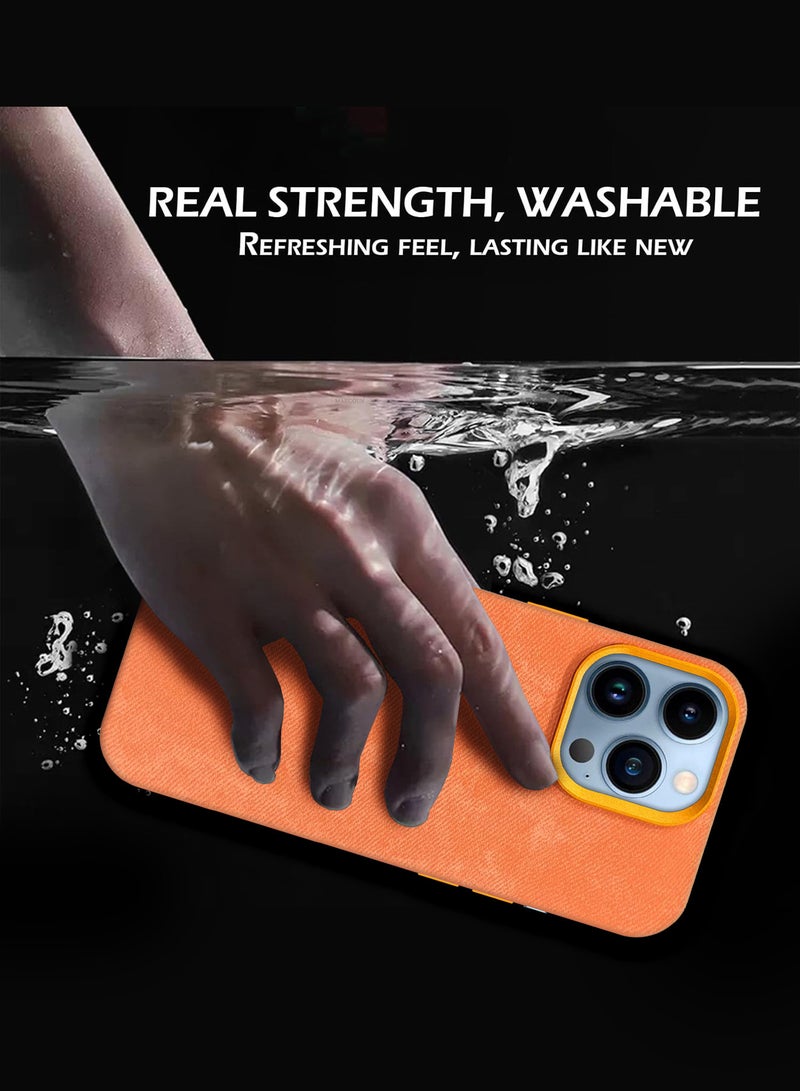 CATANES 2Packs iPhone 13 Pro Max Alcantara Case Cover Premium Quality Luxurious Soft Touch Protection with Metal Camera Frame with a 3D Screen Protector - Orange  - Image 5