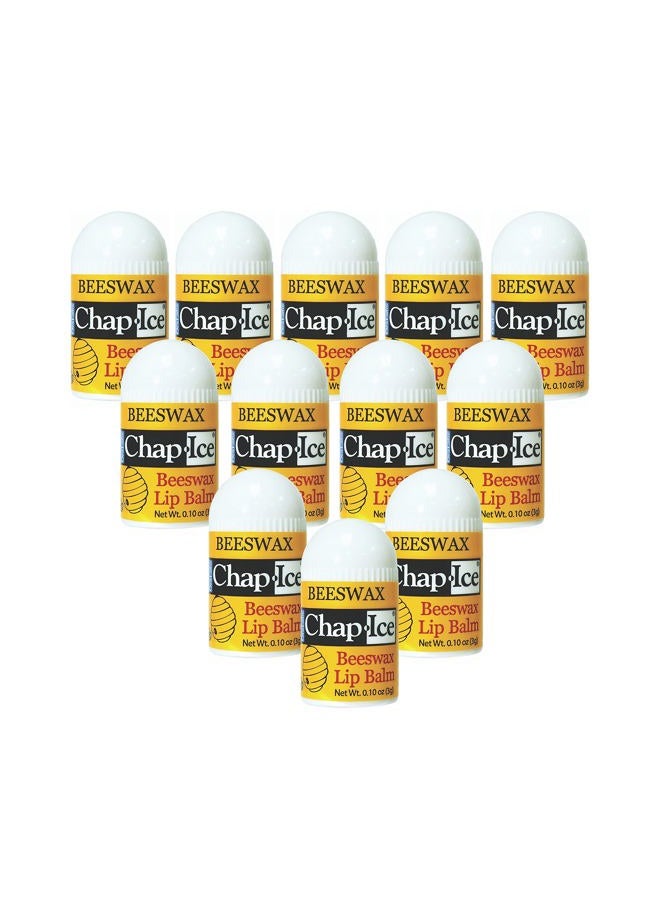 Chap Ice شامب-آيس® | 12-عدد بلسم شفاه صغير من شمع العسل بنكهة النعناع | عبوة بلسم شفاه مدعمة بزيت جوز الهند للشفاه الجافة والمتشققة | صنع في الولايات المتحدة الأمريكية | 12-عدد بلسم شفاه صغير بنكهة النعناع (0.10 أونصة/3 جرام لكل منها) - Image 1