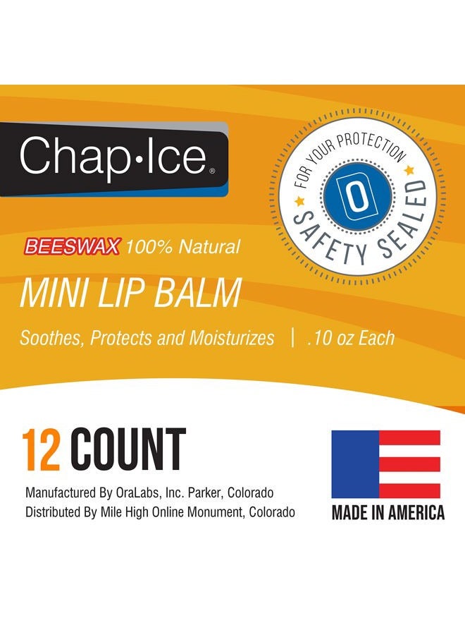 Chap Ice شامب-آيس® | 12-عدد بلسم شفاه صغير من شمع العسل بنكهة النعناع | عبوة بلسم شفاه مدعمة بزيت جوز الهند للشفاه الجافة والمتشققة | صنع في الولايات المتحدة الأمريكية | 12-عدد بلسم شفاه صغير بنكهة النعناع (0.10 أونصة/3 جرام لكل منها) - Image 4