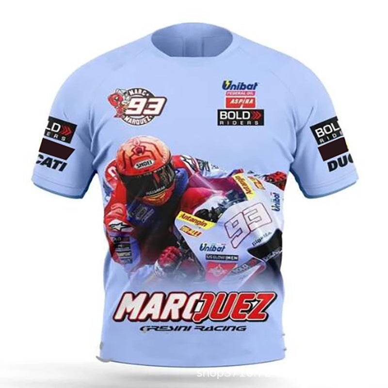 Spring New Racing Locomotive Element Printing 3D Digital Loose Casual Round Neck Men'S T-Shirt Short Sleeve - Image 4