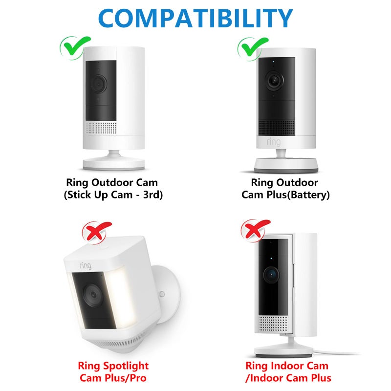 ALERTCAM 2Pack Adjustable Security Wall Mount Bracket for Ring Stick Up Cam & Ring Outdoor Cam Plus, Perfect View Angle for Your Surveillance Camera System - Black - Image 2