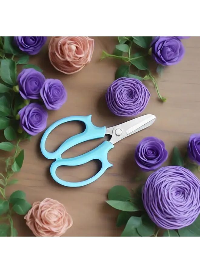 Blue Manual Stainless Steel Gardening Shears Wide Blade for Floral Pruning - Image 1