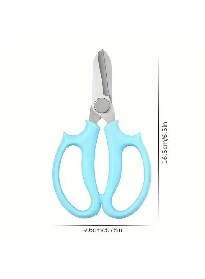 Blue Manual Stainless Steel Gardening Shears Wide Blade for Floral Pruning - Image 4