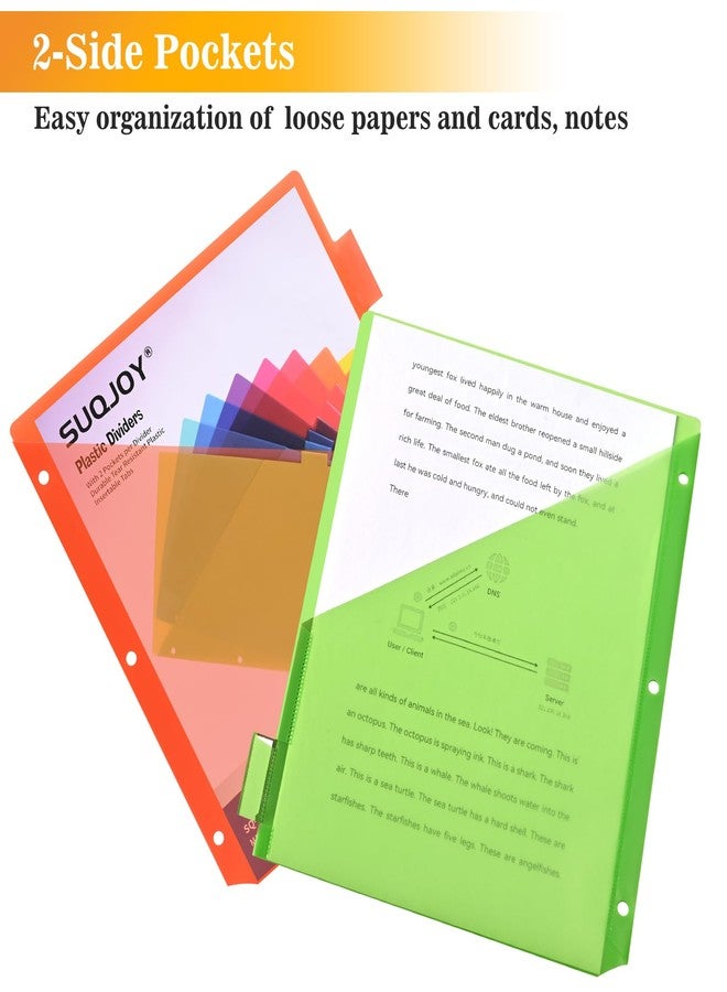 SUQJOY 8-Tab 3 Ring Binder Dividers, 0.5'' Plastic Sheet Protectors for US Letter Size, Assorted Colors, Set of 8 (6 Pack) - Image 4