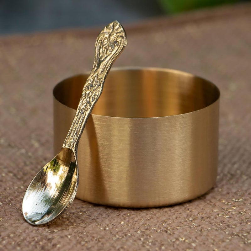 Ambi Home Ambi Home Lotus Pure Brass Spice Box Masala Daani with 7 Spice Containers Inlay Work Perfect For Gifting  - Image 5