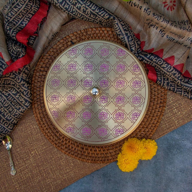 Ambi Home Ambi Home Lotus Pure Brass Spice Box Masala Daani with 7 Spice Containers Inlay Work Perfect For Gifting  - Image 3