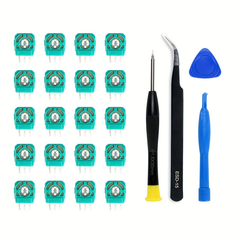 20 Pcs Yellow Replacement Trimmer Potentiometer Sensors for Xbox One PS3 PS4 And Switch Pro Controllers 10K Ohm Trim Pot Gasket Repair Components Analog Joystick Thumb Sticks - Image 1
