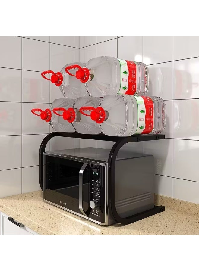 KITCHENOO Spacious Double-Tier Metal Microwave Oven Rack - Sleek, Open Storage Design for Kitchen Countertops | Multi-Functional, Thick Bracket for Ovens & Microwaves with No Power Connection Needed, Home Use, Baking - Image 2