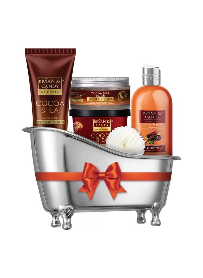 BRYAN & CANDY - Cocoa Shea Bath Tub Kit Gift Set For Women And Men, Complete Home Spa Experience (Shower Gel, Hand & Body Lotion, Sugar Scrub, Body Polish) | 100% Vegan,Sls & Paraben Free, Ph5.5 Skin Friendly - Image 1