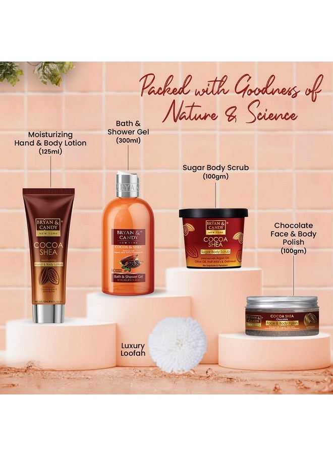 BRYAN & CANDY - Cocoa Shea Bath Tub Kit Gift Set For Women And Men, Complete Home Spa Experience (Shower Gel, Hand & Body Lotion, Sugar Scrub, Body Polish) | 100% Vegan,Sls & Paraben Free, Ph5.5 Skin Friendly - Image 1