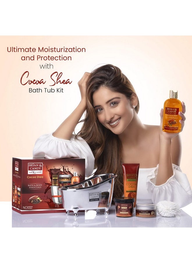 BRYAN & CANDY - Cocoa Shea Bath Tub Kit Gift Set For Women And Men, Complete Home Spa Experience (Shower Gel, Hand & Body Lotion, Sugar Scrub, Body Polish) | 100% Vegan,Sls & Paraben Free, Ph5.5 Skin Friendly - Image 1