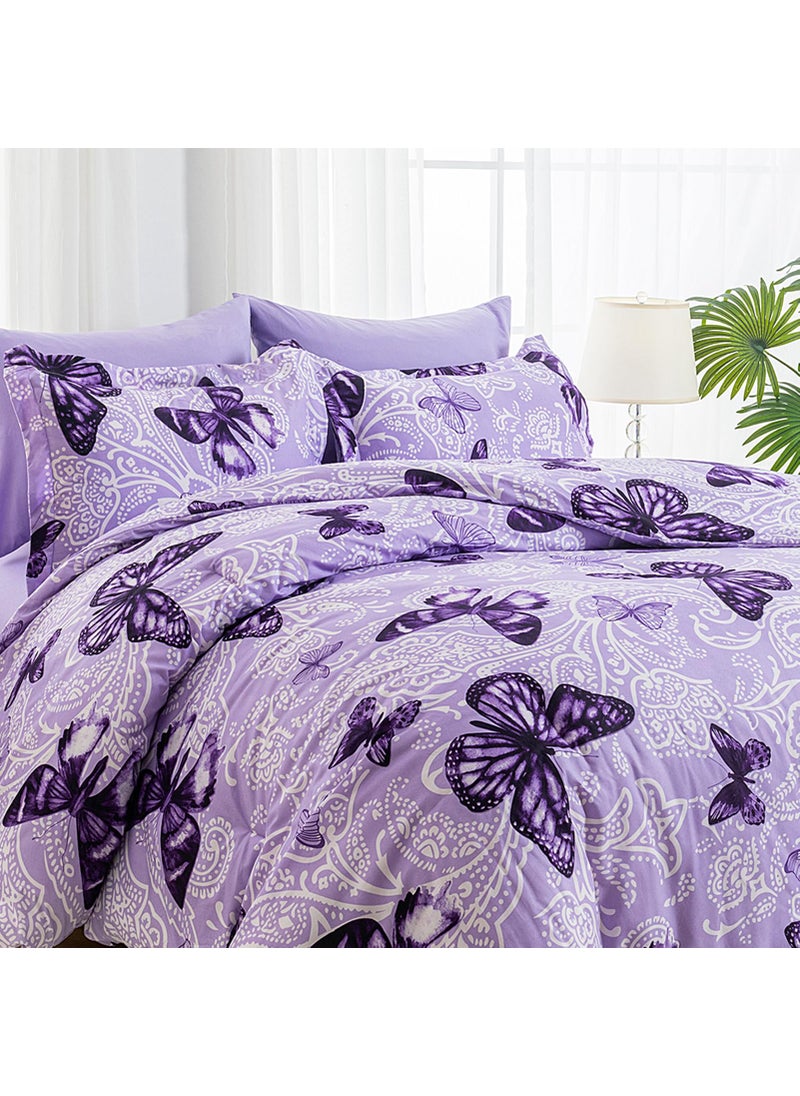 ARTALL ARTALL Lightweight Microfiber Twin Size 2 Pieces Comforter Set with 1 Sham  Purple Paisley Floral Butterfly Pattern All Season Bedding Set  - Image 3