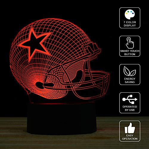 TITISKIN 3D Illusion LED Night Light,7 Colors Gradual Changing Touch Switch USB Table Lamp for Holiday Gifts or Home Decorations (Baseball Helmet) - Image 4