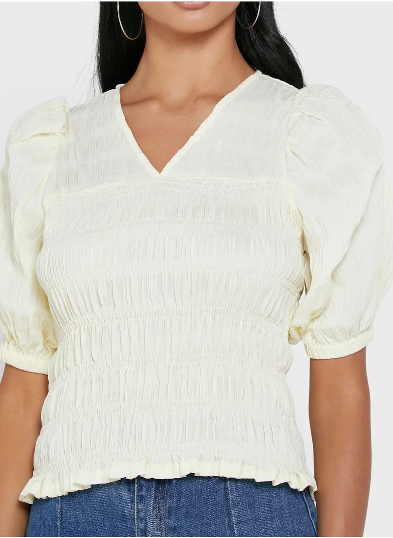 PIECES Shirred Top