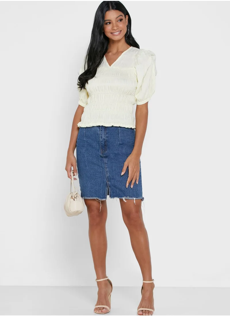 PIECES Shirred Top