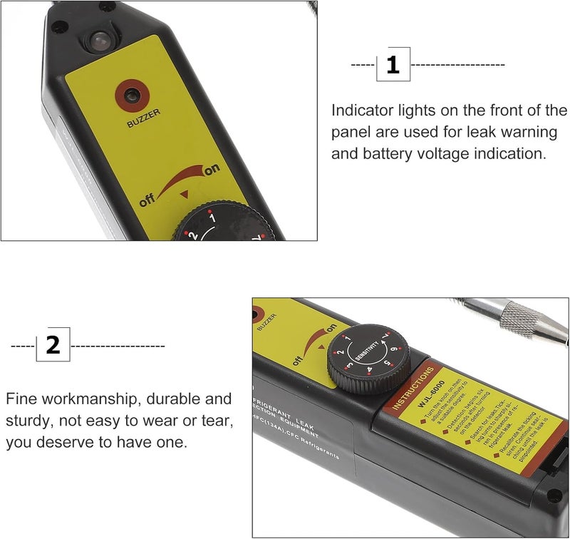 Leak Detector Halogen Tester HVAC Gas Detector Tool with High Sensitivity Probe and Refrigeration Systems - Image 2