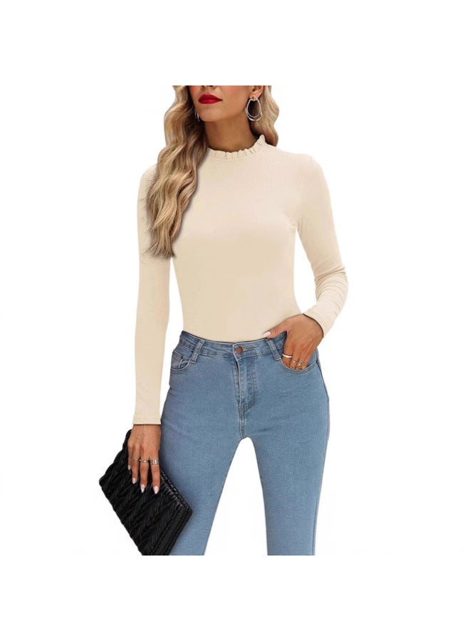 Women's Clothing European And American New Fashion Knitted Round Neck Slim Long-sleeved Bodysuit