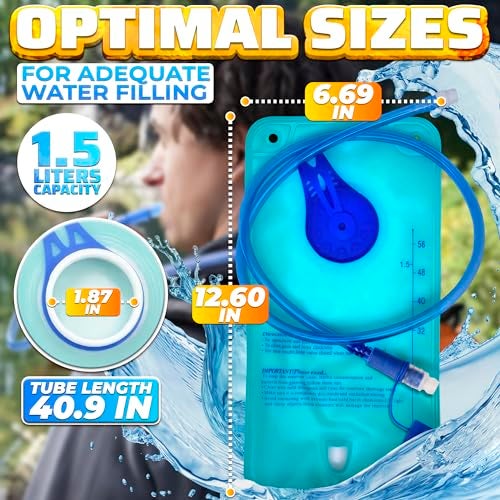 LAGARTO Water Bladder for Hiking Backpack – 1L/1.5L TPU Material Hydration Bladder with Readable Markup, Large Opening Lid, Mouthpiece Cap & Easy Tube Connection – Water Pouch for Backpac , Camping Trips - Image 2