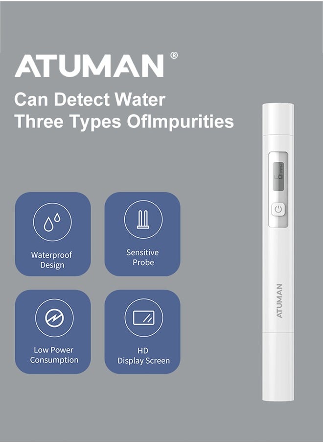 ATuMan - ATuMan TDS Meter, Digital Water Quality Tester, High Accuracy Pen Type Reliable User-Friendly Turbidity Temperature Meter, Professional Testing for Hydroponics, Household Drinking, Aquarium and Pool - Image 1