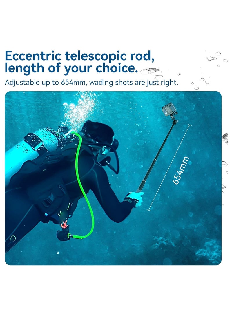 360 GoPro Selfie Stick, 25.75 Inch Waterproof Extension Pole Monopod with Go Pro 12 11 10 Insta360 X3 Ace Pro DJI Action 4 Osmo Pocket 3 Underwater Diving Accessories - Image 5