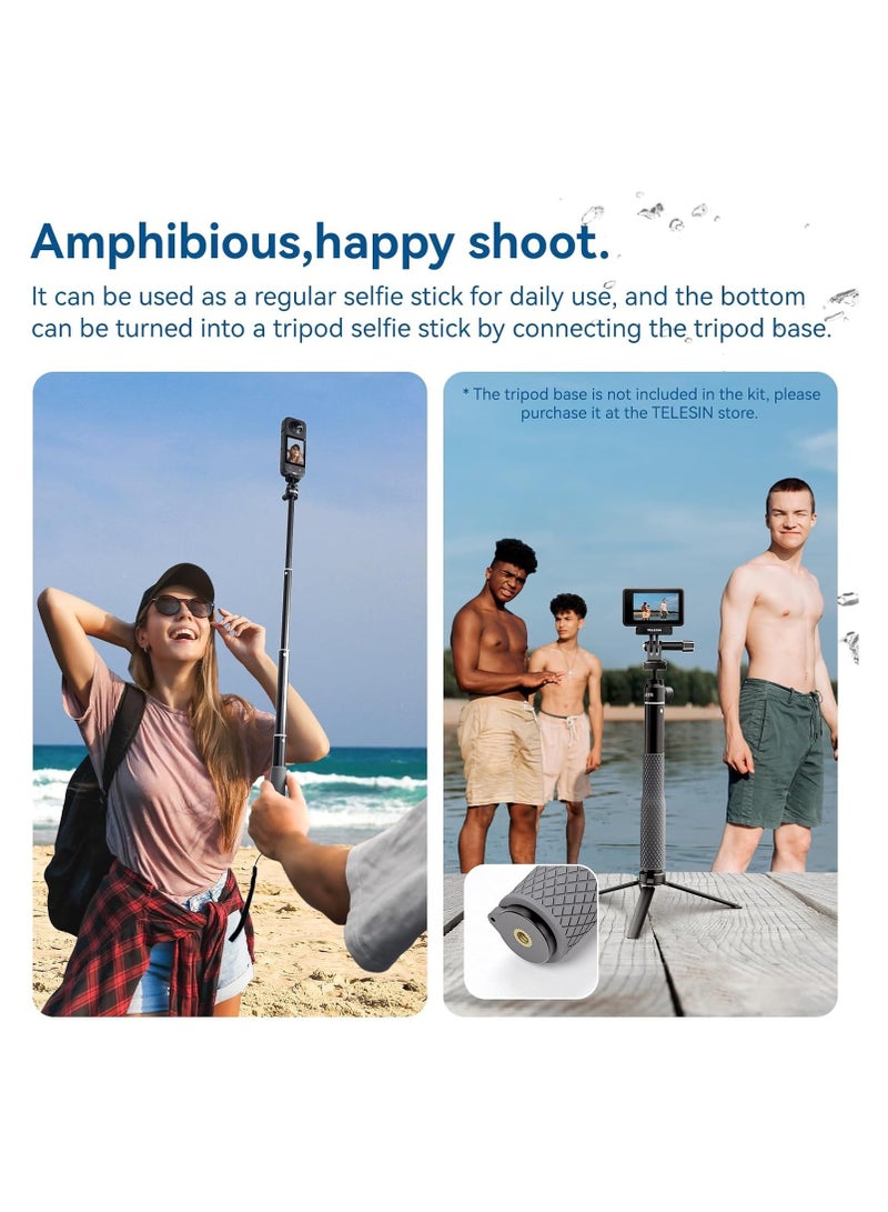 360 GoPro Selfie Stick, 25.75 Inch Waterproof Extension Pole Monopod with Go Pro 12 11 10 Insta360 X3 Ace Pro DJI Action 4 Osmo Pocket 3 Underwater Diving Accessories - Image 3