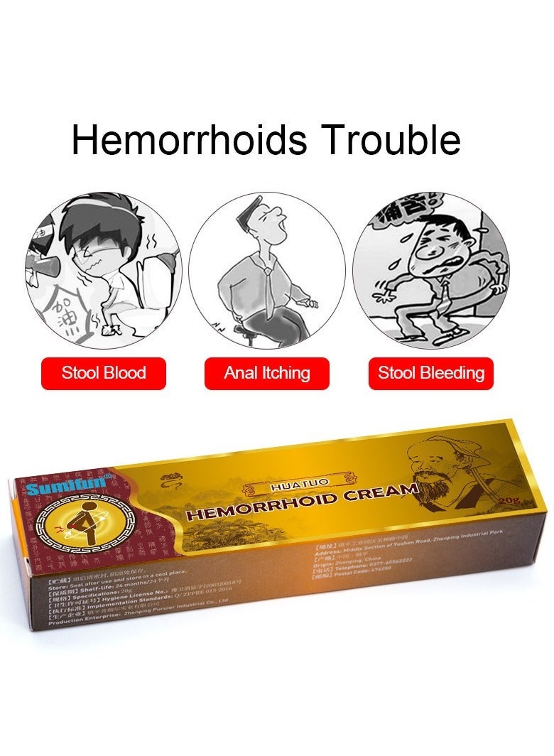Sumifun 3-PACK Hemorrhoid Cream, Hemorrhoid & Fissure Ointment, Antibacterial Cream - Chinese Herbal Hemorrhoids Cream Hemorrhoid Symptom Ointment 20g*3 - Image 5