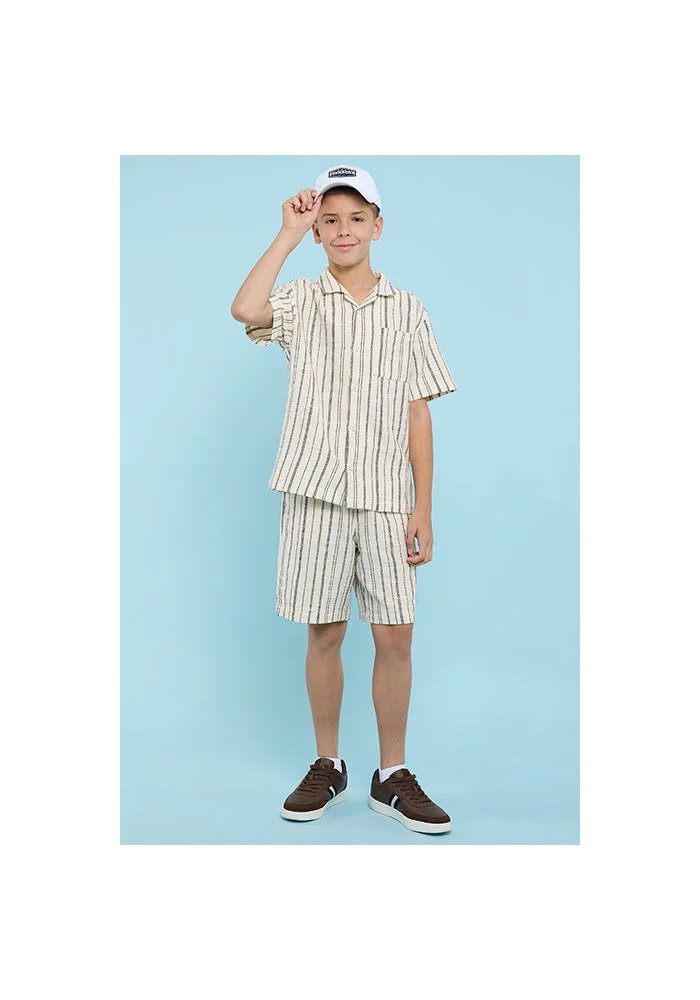أر أند بي Patterned Shirt with Classic Collar and Short Sleeves