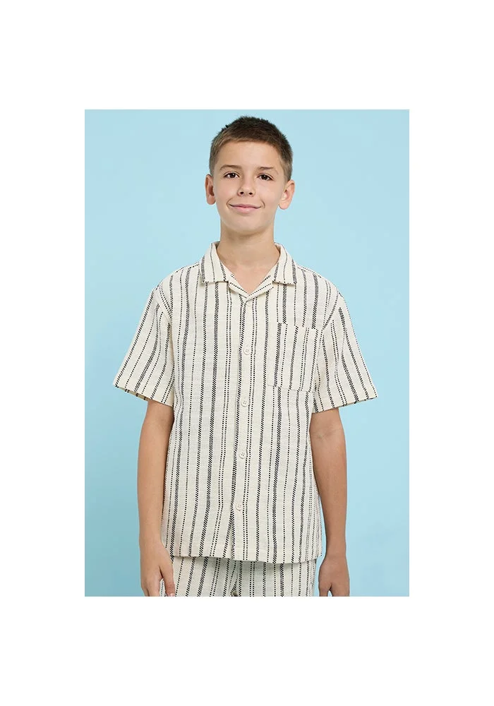 أر أند بي Patterned Shirt with Classic Collar and Short Sleeves