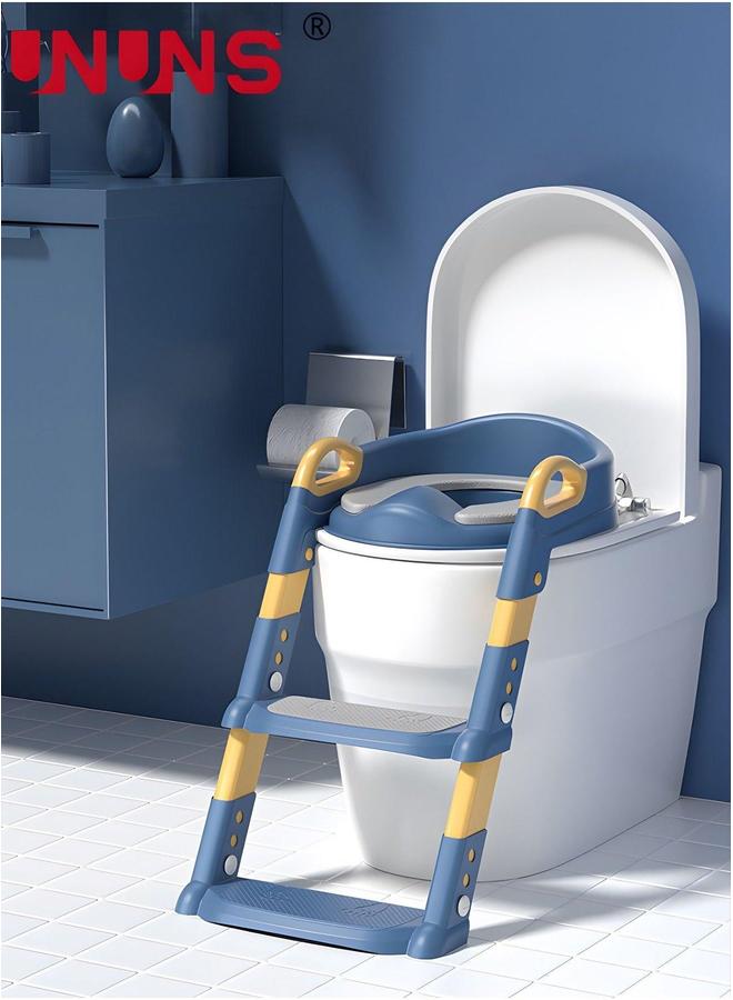 UNUNS Toilet Training Seat,Foldable Kid's Potty Seat With Handles And Step Ladder Adjustable  - Image 1