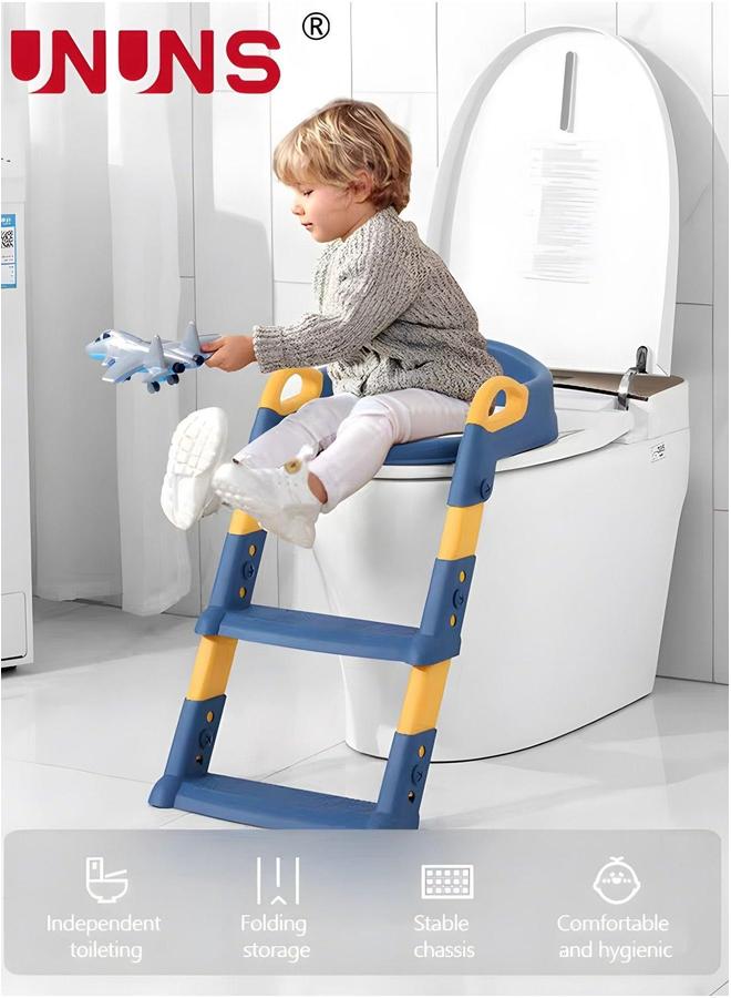 UNUNS Toilet Training Seat,Foldable Kid's Potty Seat With Handles And Step Ladder Adjustable  - Image 4