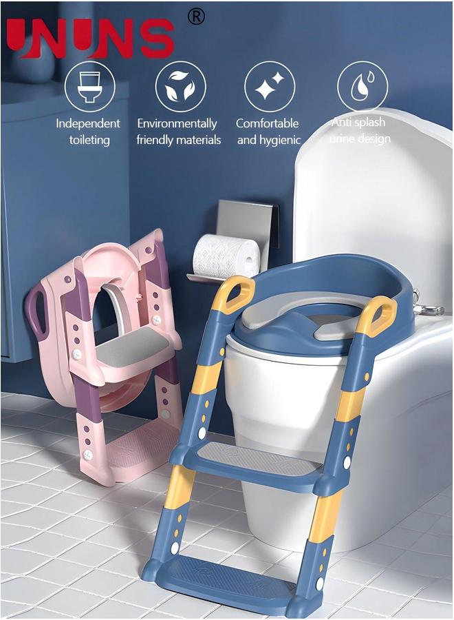 UNUNS Toilet Training Seat,Foldable Kid's Potty Seat With Handles And Step Ladder Adjustable  - Image 3