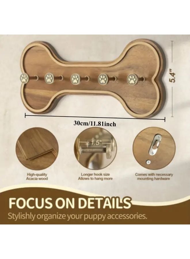 Black Wall Mounted Dog Leash Storage Rack With 3D Puppy Claw Hooks - Image 4