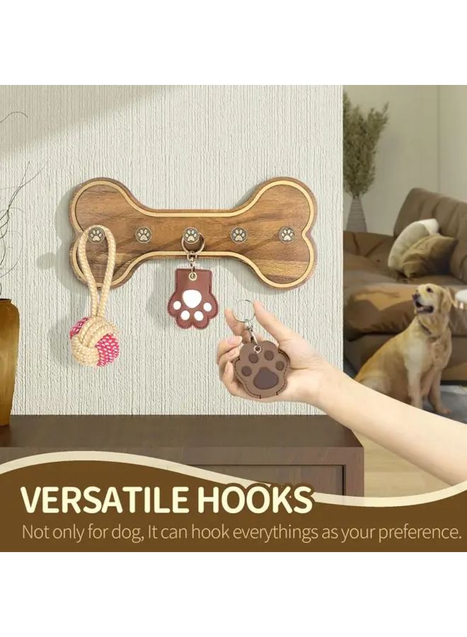 Black Wall Mounted Dog Leash Storage Rack With 3D Puppy Claw Hooks - Image 5