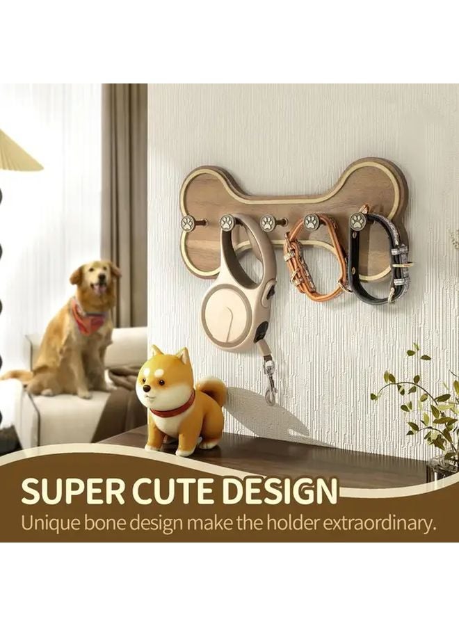 Black Wall Mounted Dog Leash Storage Rack With 3D Puppy Claw Hooks - Image 3