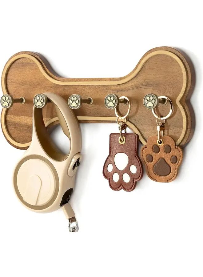 Black Wall Mounted Dog Leash Storage Rack With 3D Puppy Claw Hooks - Image 2